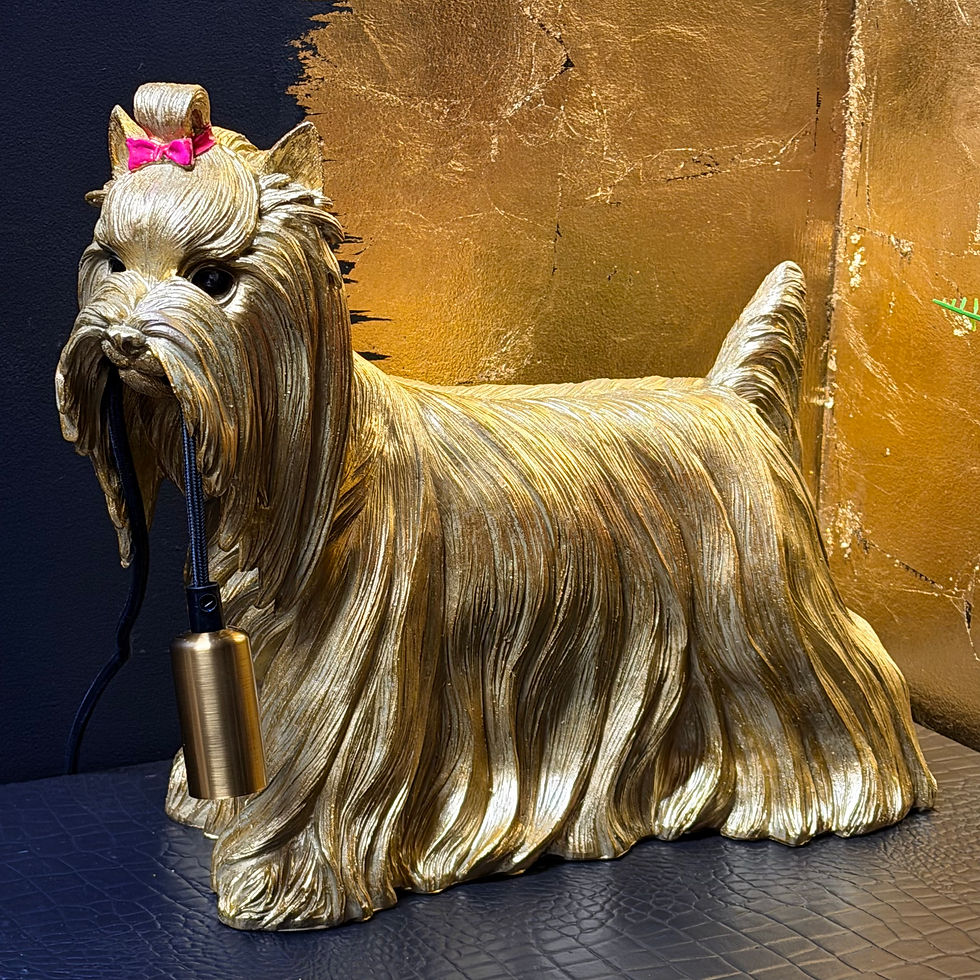 Thumbnail: Gold Yorkshire Terrier Table Lamp Daisy