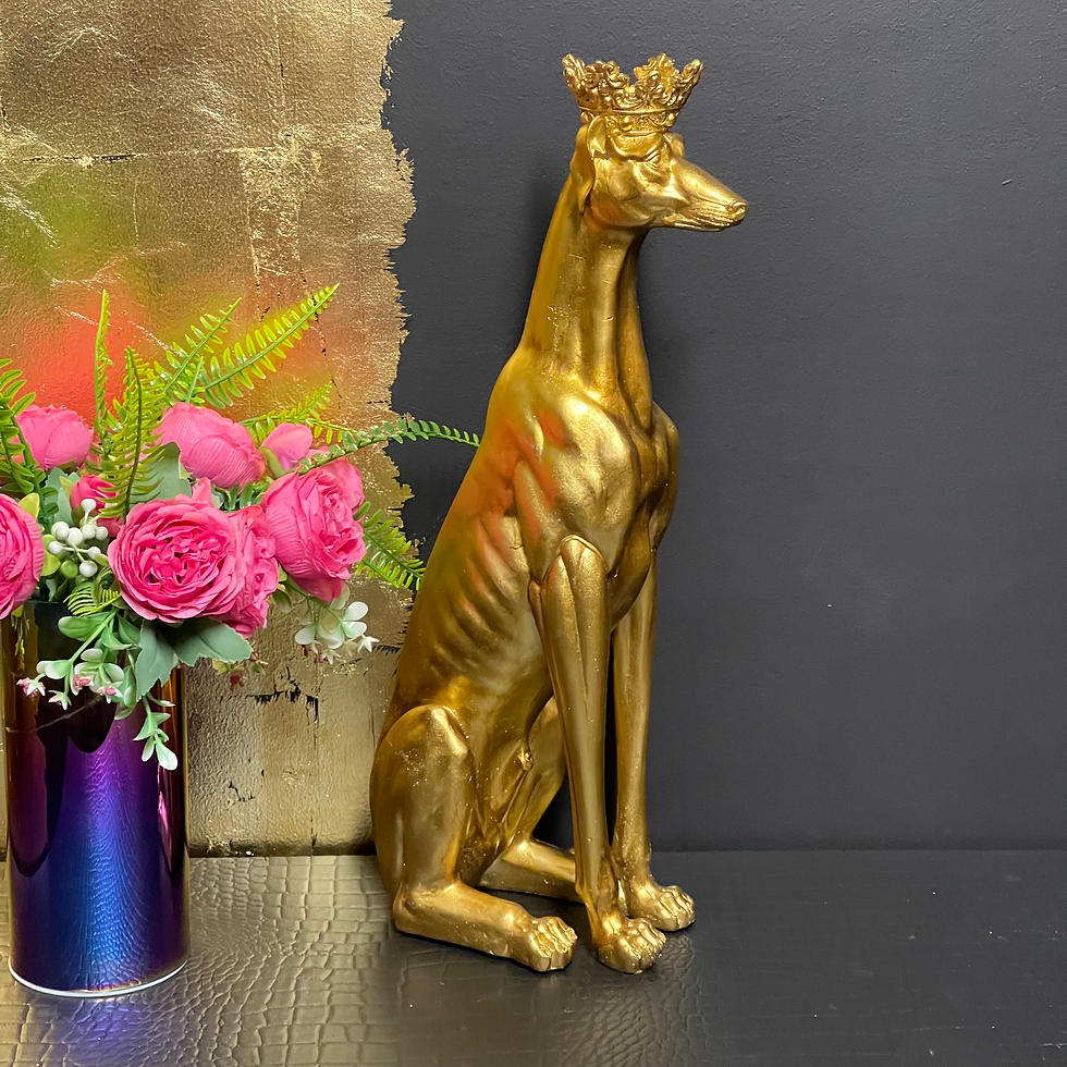 Thumbnail: Gold Greyhound Whippet Lurcher with Crown 45.5cm