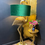 Thumbnail: Antique Gold Felicity Flamingo Floor Lamp with Green Velvet Shade  