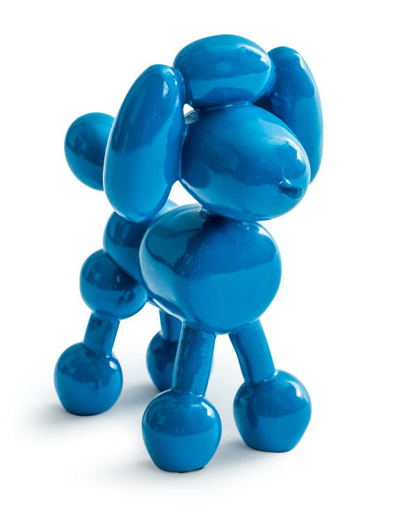 Thumbnail: Decorative Blue or Pink Balloon Poodle Dog Ornament Figurine 17cm