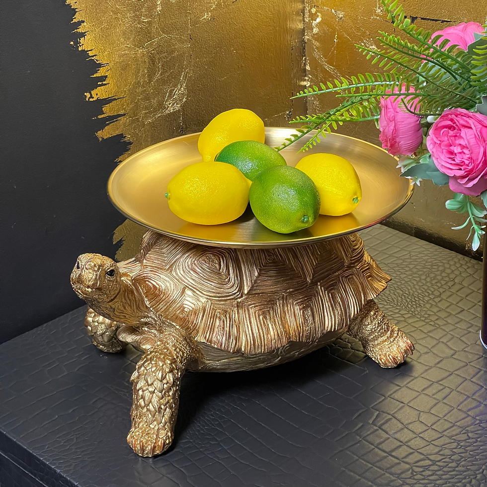 Thumbnail: Large Gold and Bronze Tortoise with Tray 30.5cm