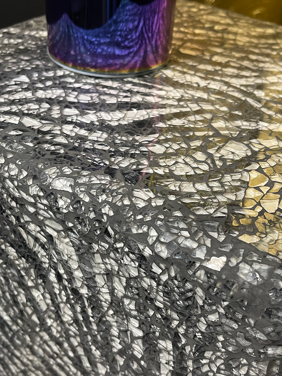 Thumbnail: Mosaic Glass Zebra Plinth / Plant Stand