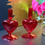 Thumbnail: Heart Shaped Red Glass Candle Holder 