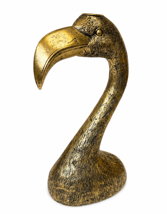 Thumbnail: Antique Gold Flamingo Head Candle Holder 32cm 🦩 