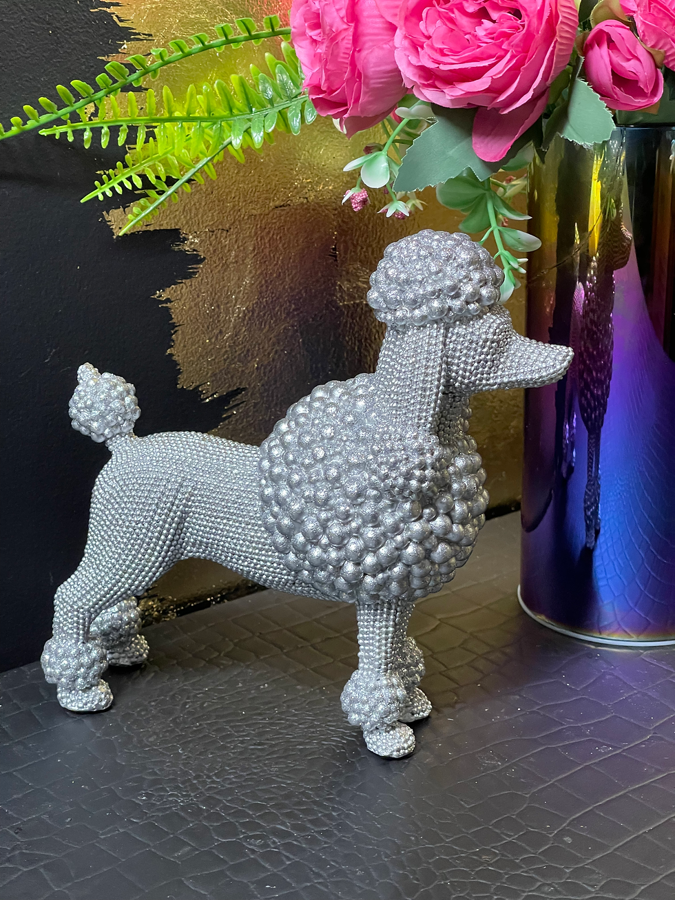 Thumbnail: Gold or Silver Sitting or Standing Poodle Ornament