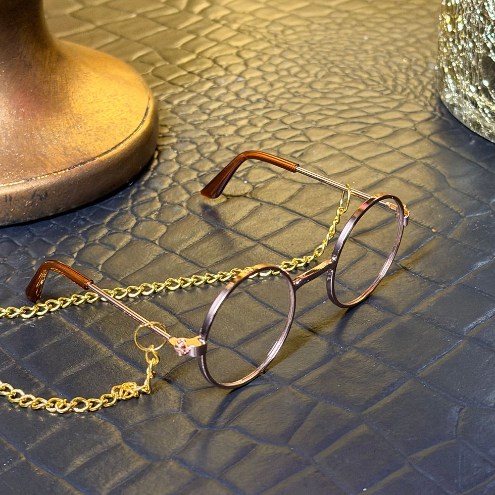 Thumbnail: Antique Gold Hare Rabbit Bust with Real Glasses 29cm