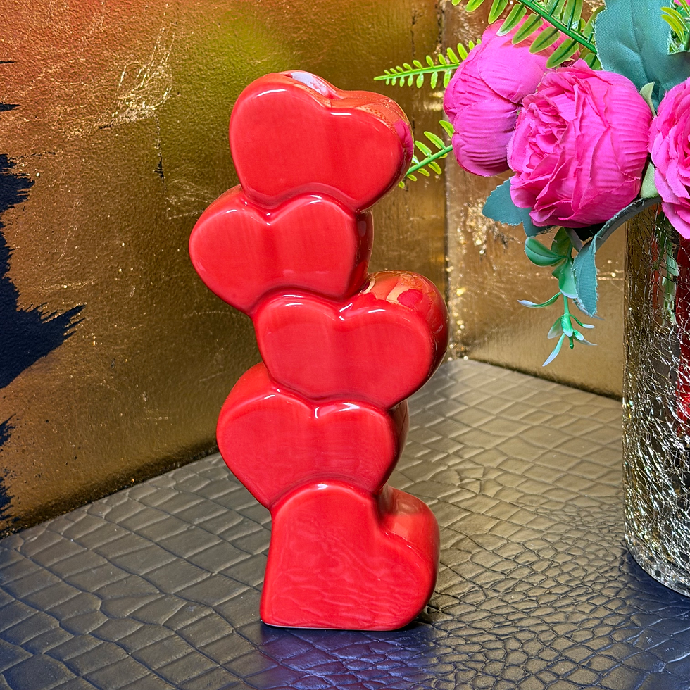 Thumbnail: Ceramic Red Stacked Hearts Vase 20cm