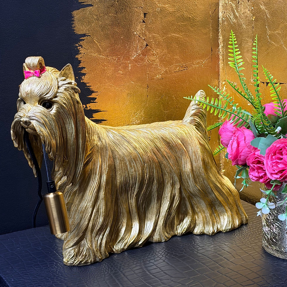 Thumbnail: Gold Yorkshire Terrier Table Lamp Daisy