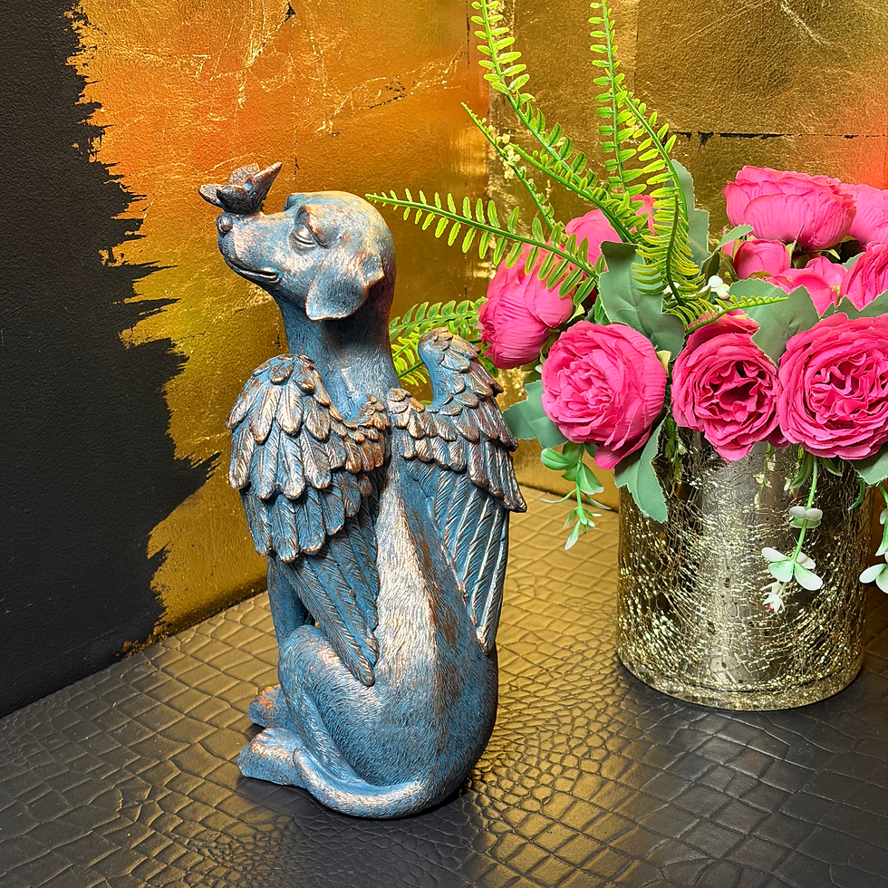 Thumbnail: Bronze Effect Dog With Wings Memorial Statue 28cm