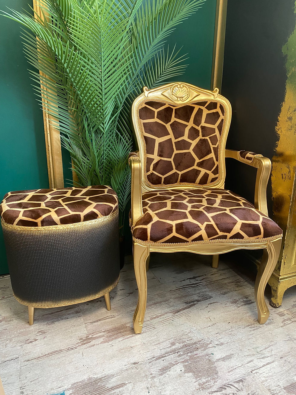 Thumbnail: Stunning Hand Painted Chair Upholstered in Giraffe Fabric 