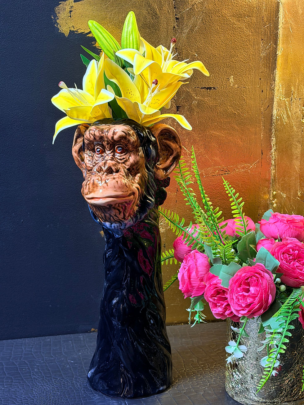 Thumbnail: Ceramic Chimpanzee Head Vase Monkey