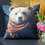 Thumbnail: Double Sided Brown Bear with Scarf Velvet Cushion 