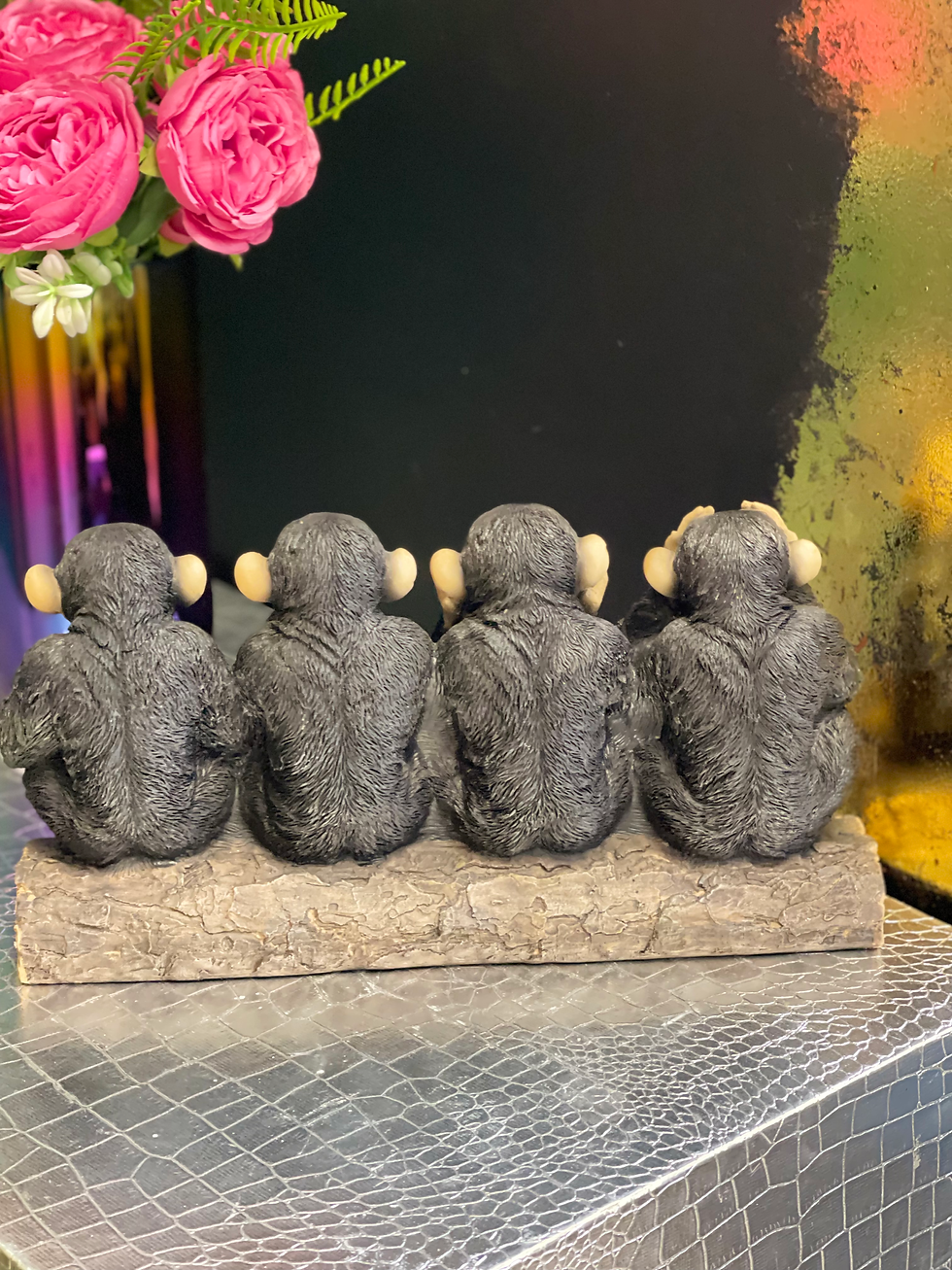 Thumbnail: See Hear Speak No Evil Four Wise Monkeys Ornament 29cm