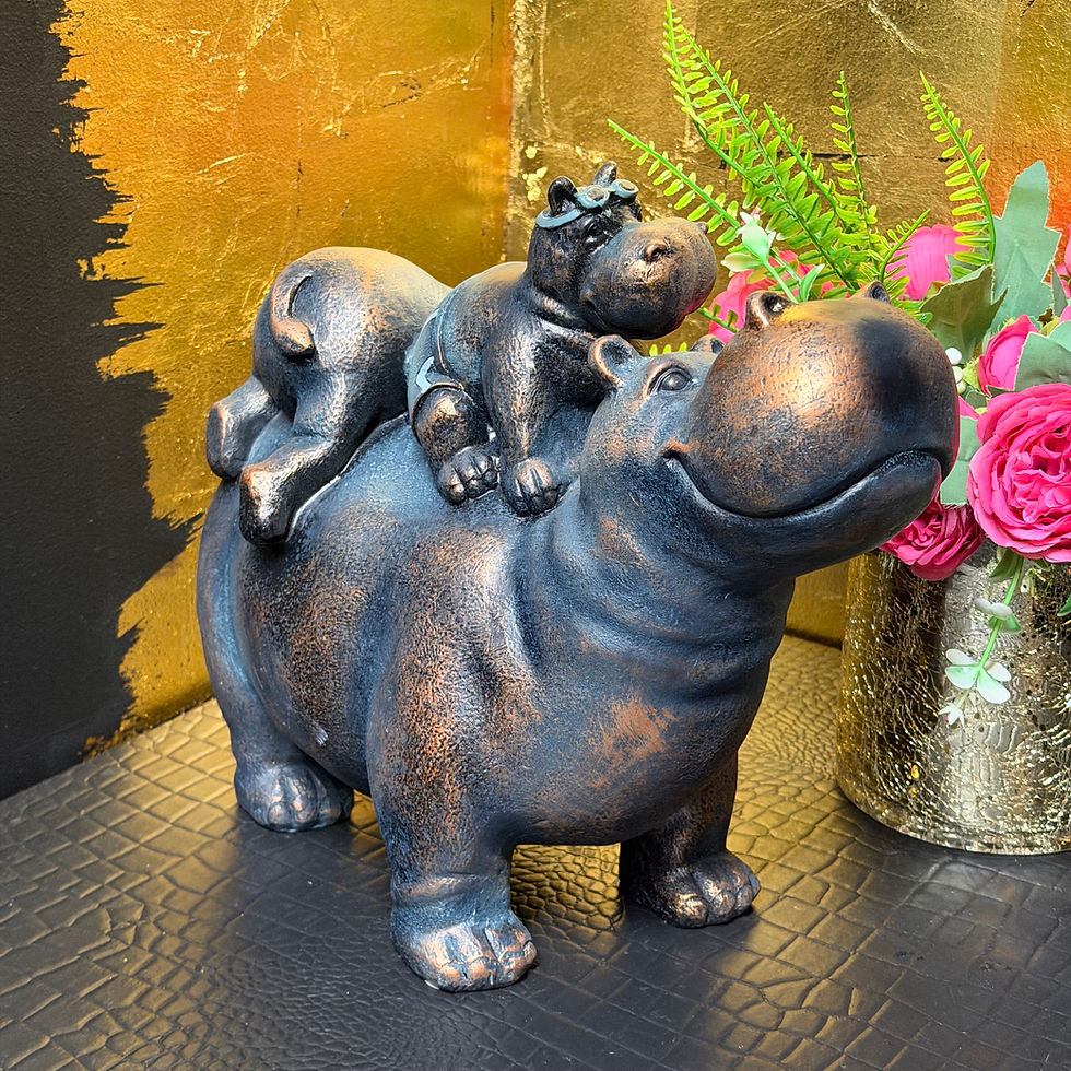 Thumbnail: Playful Hippo Family Bronze Effect Ornament 