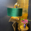 Thumbnail: Antique Gold Felicity Flamingo Floor Lamp with Green Velvet Shade  