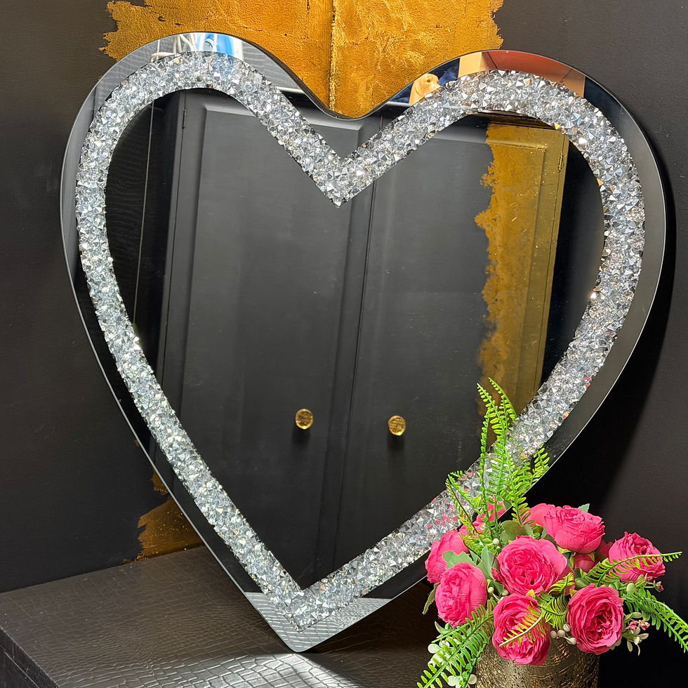 Thumbnail: GATSBY - Crushed Diamond Silver Heart Mirror - 70x70cm