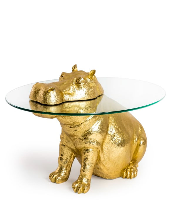 Thumbnail: Fiona The Gold Hippo Glass Top / Side Coffee Table