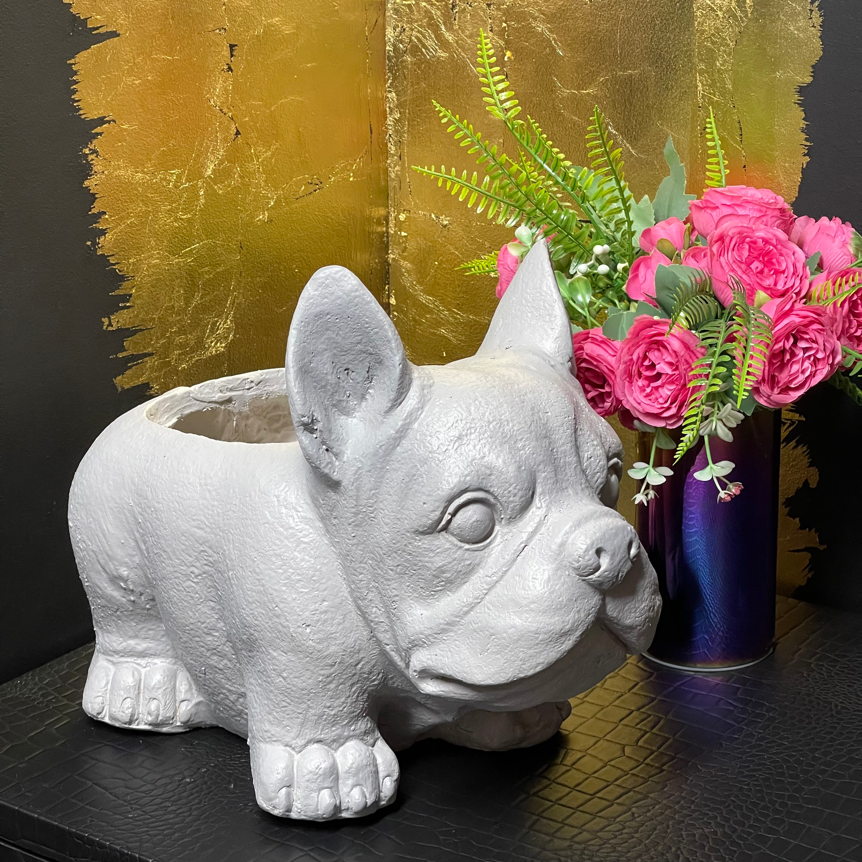 Large French Bulldog Grey Planter 40cm 