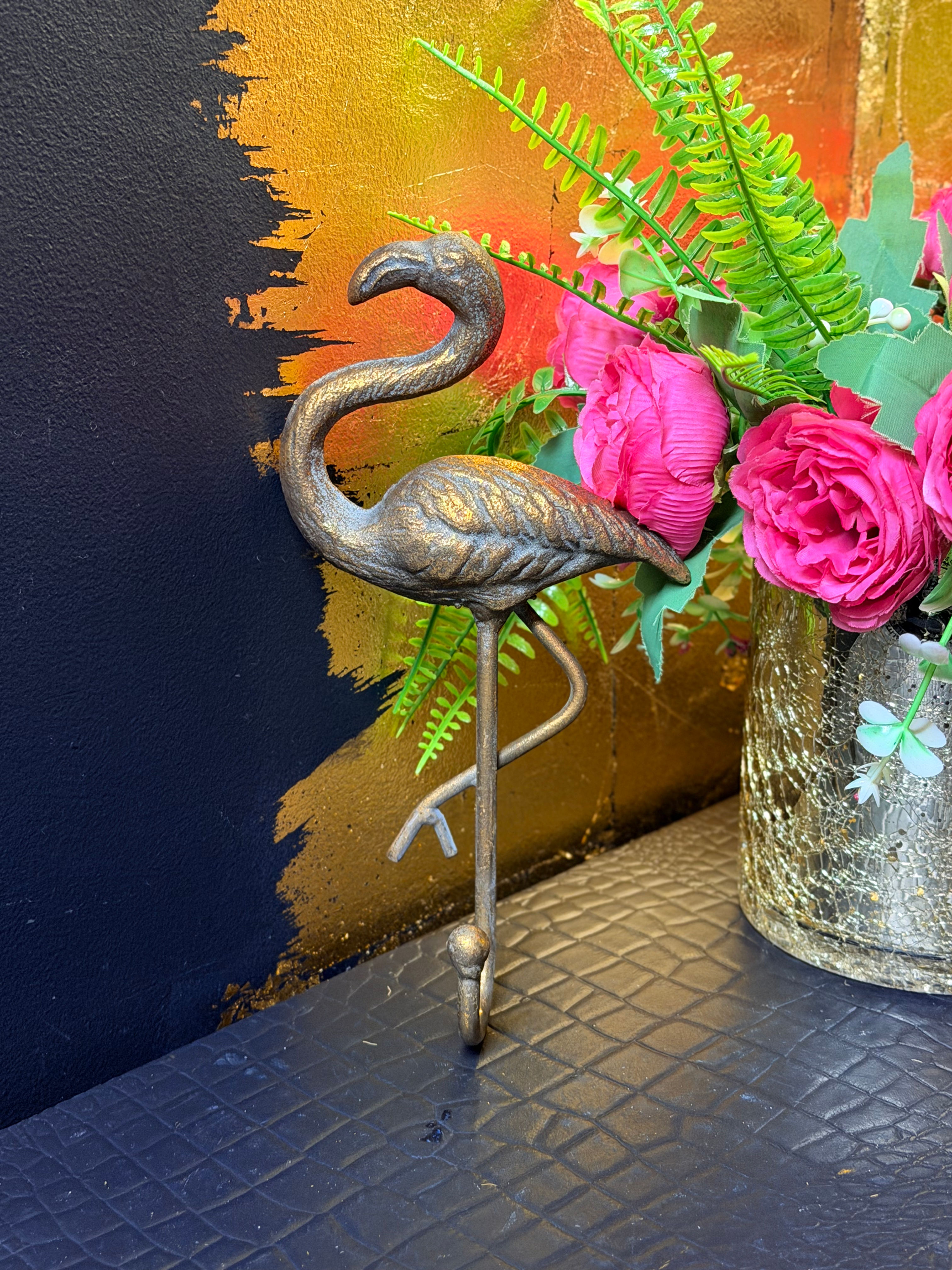 Antique Gold Metal Flamingo Coat Hook 🦩 