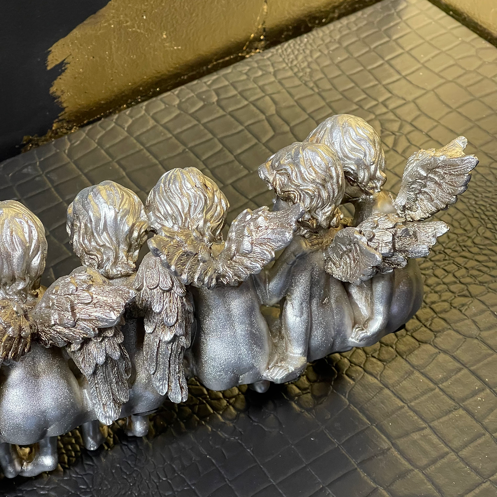 Thumbnail: Antique Silver or Gold Row of Cherubs Shelf Decoration 34cm