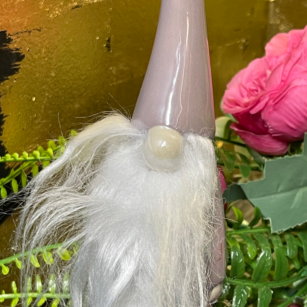 Thumbnail: Ceramic Lilac Pink Gonk With Fur Beard by Heaven Sends 
