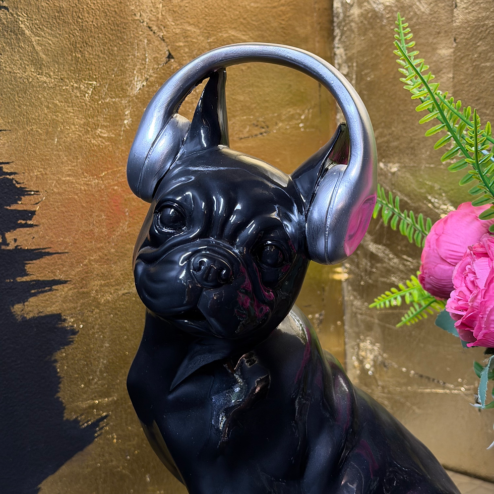 Thumbnail: Bulldog /Boxer with Headphones 30cm Dog Ornament 