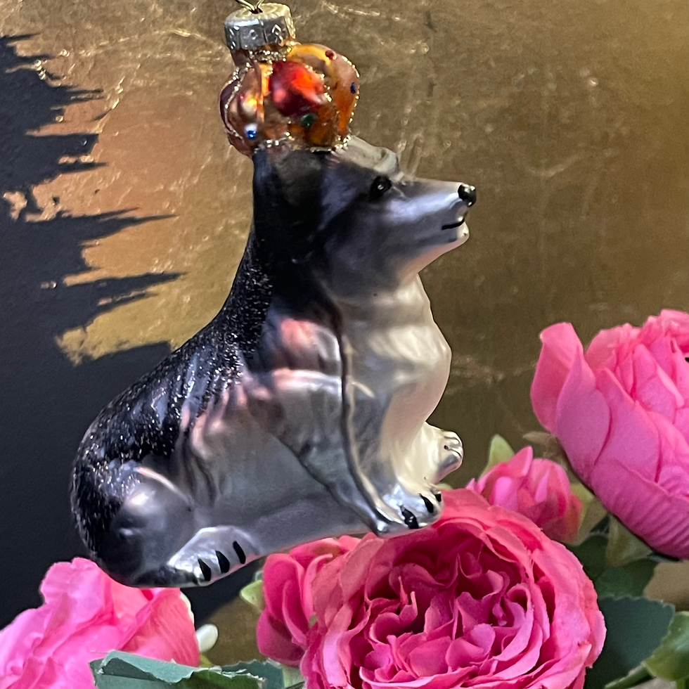 Thumbnail: Glass Corgi wearing a Crown Christmas Tree Decoration 