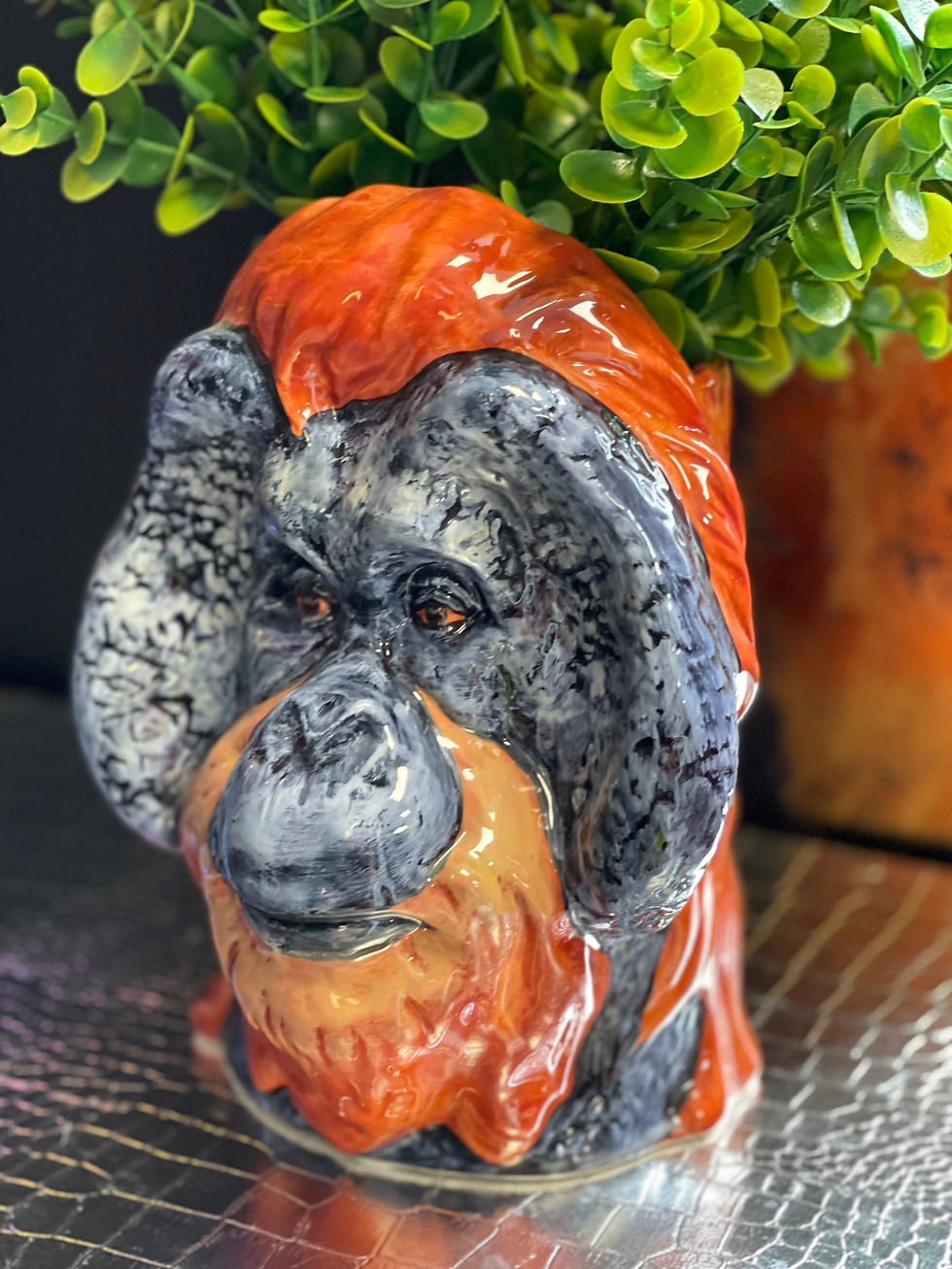 Thumbnail: Ceramic Orangutan Head Storage Jar/Vase Monkey