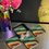 Thumbnail: Set of 4 Green Agate Effect Glass Coasters with Holder 