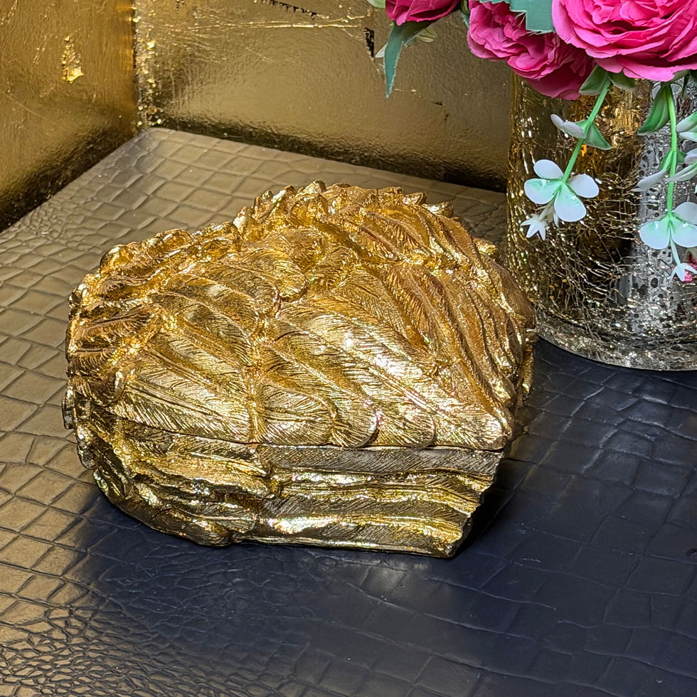 Thumbnail: Large Feather Heart Angel Wings Trinket Keepsake Box 18cm