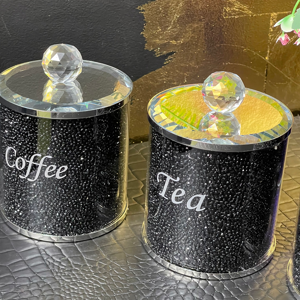 Thumbnail: Tea Coffee Sugar Glass Storage Jars  Black Diamond 