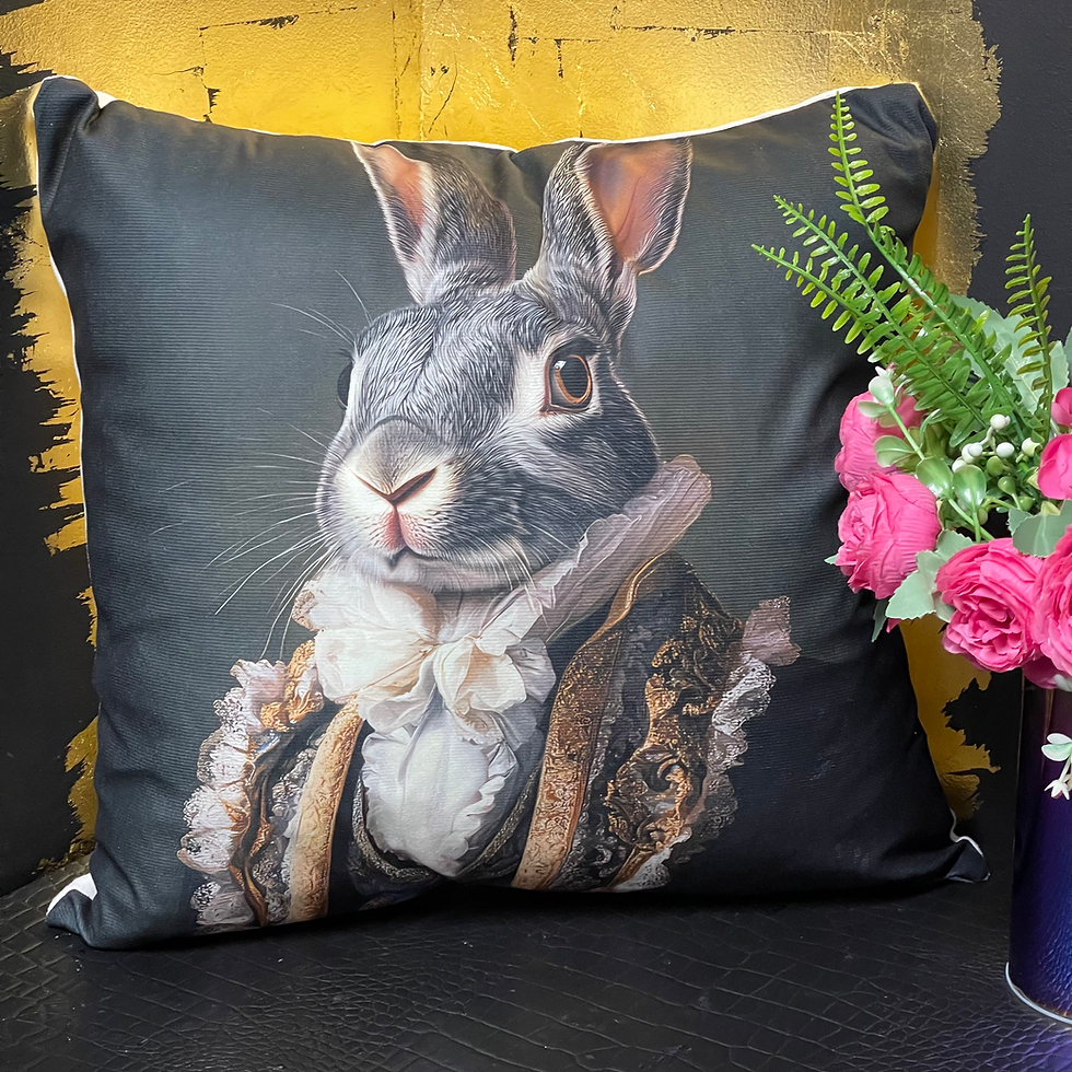 Thumbnail: Vintage Style Dressed Up Rabbit Velvet Cushions