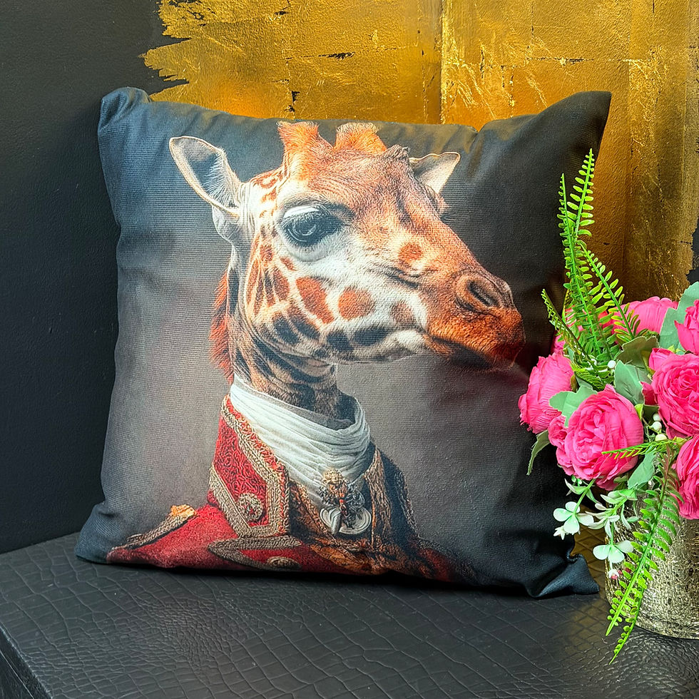 Thumbnail: Quirky Double Sided Giraffe Velour Cushion 