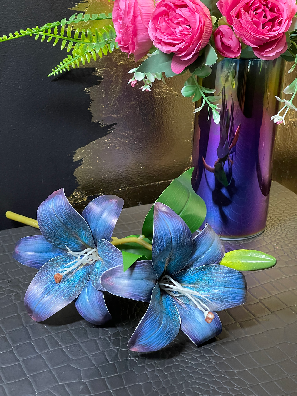 Thumbnail: Artificial Silk Lily Pink Blue Yellow Purple 37cm