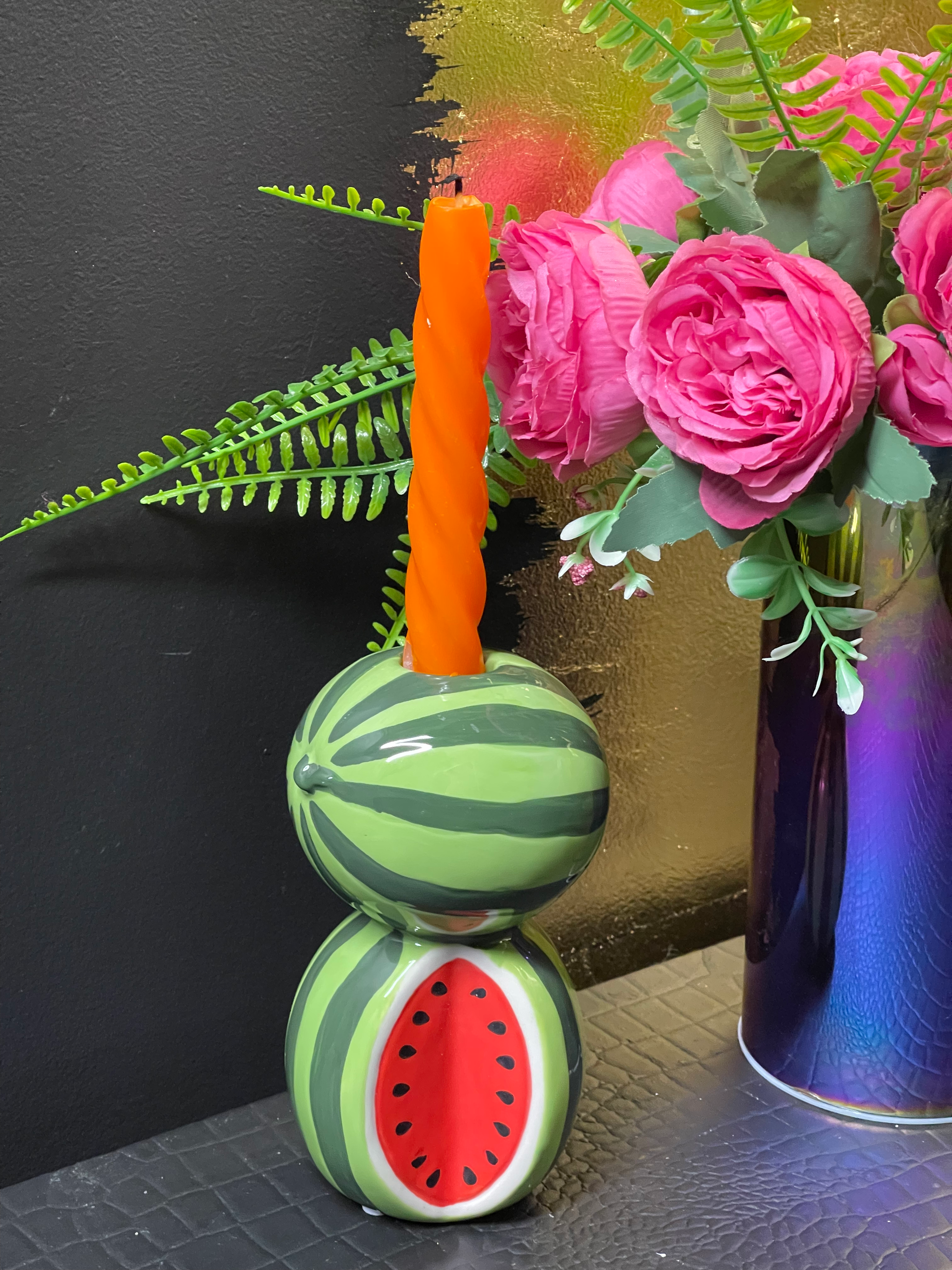 Ceramic Watermelon Candle Holder 16cm 