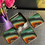 Thumbnail: Set of 4 Green Agate Effect Glass Coasters with Holder 