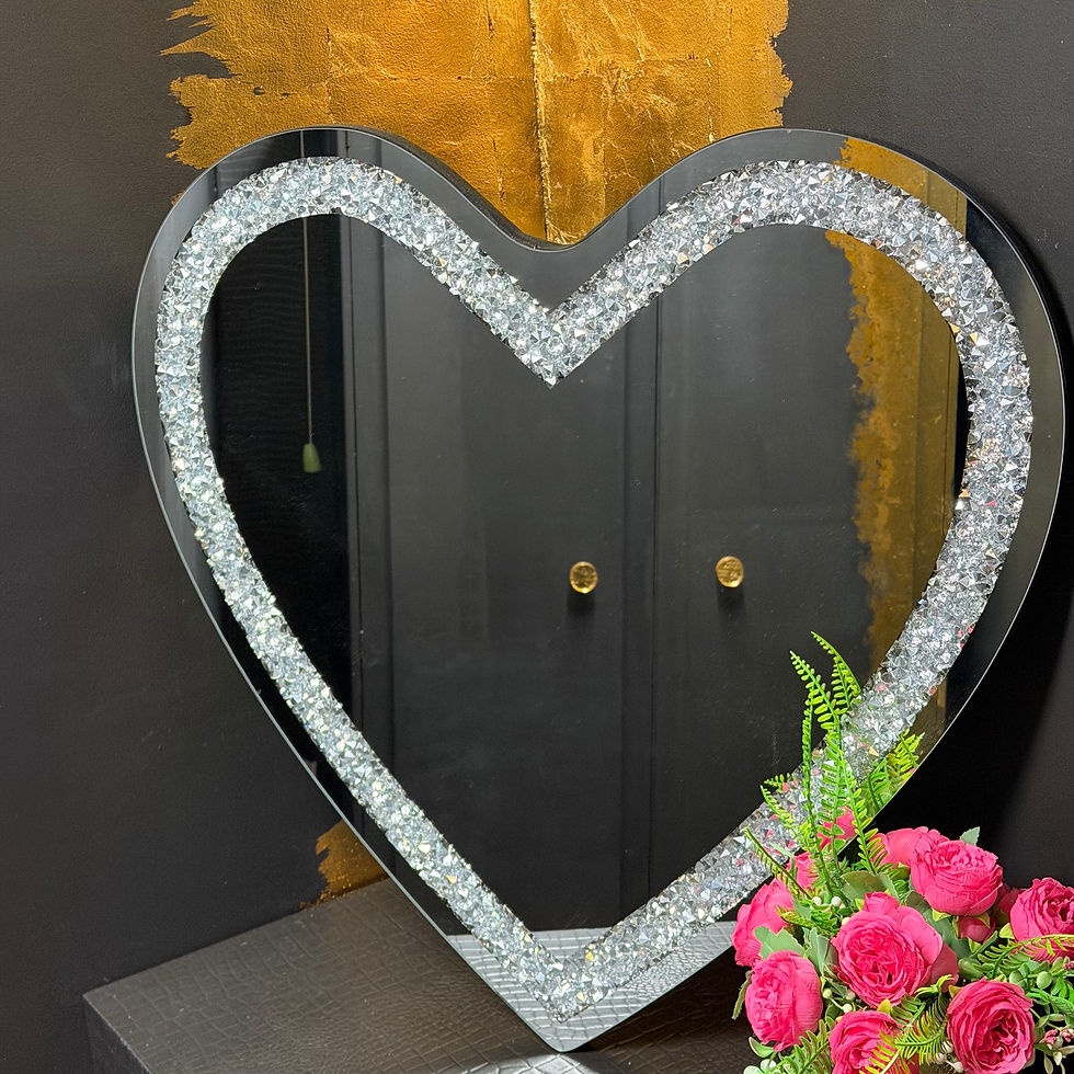 Thumbnail: GATSBY - Crushed Diamond Silver Heart Mirror - 70x70cm