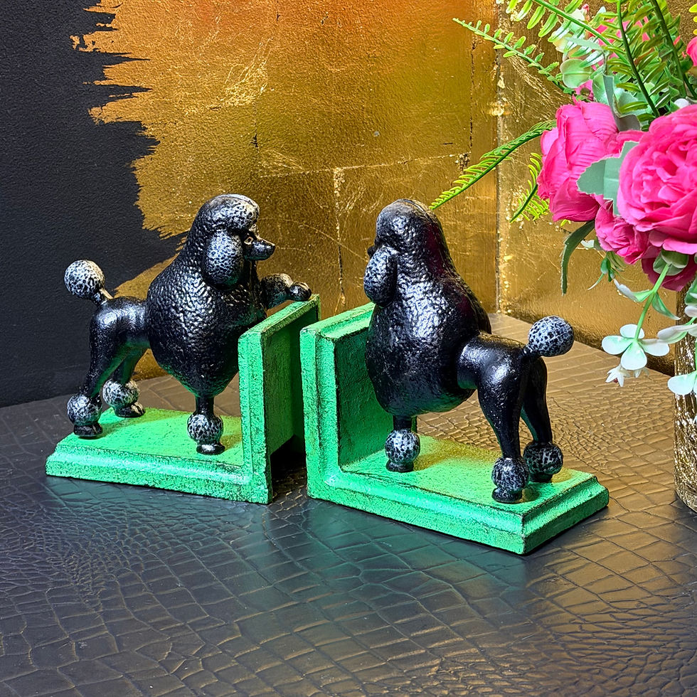 Thumbnail: Cast Iron Antiqued Pair of Black Poodle Bookends 
