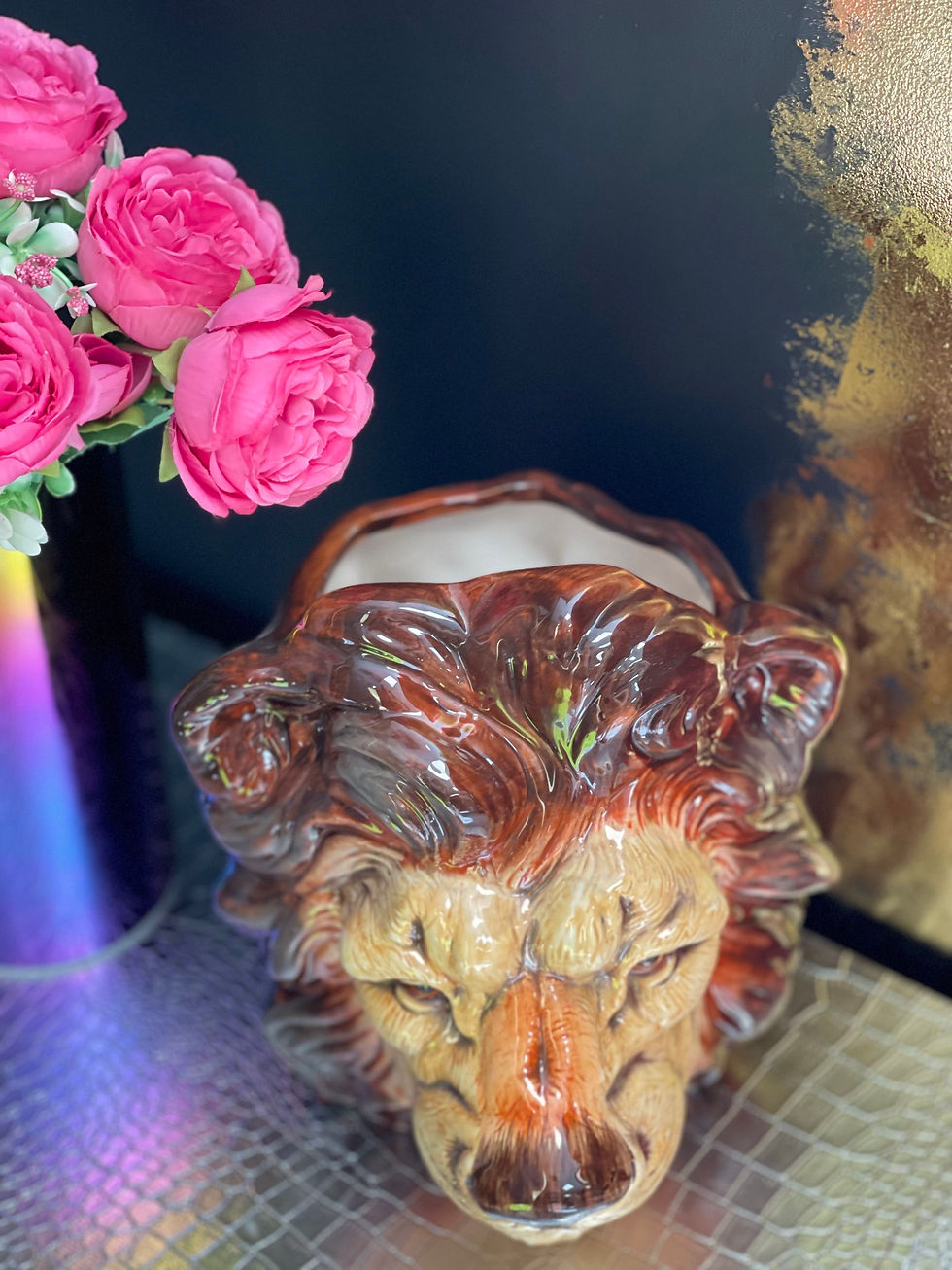 Thumbnail: Ceramic Lion Head Storage Jar/Vase