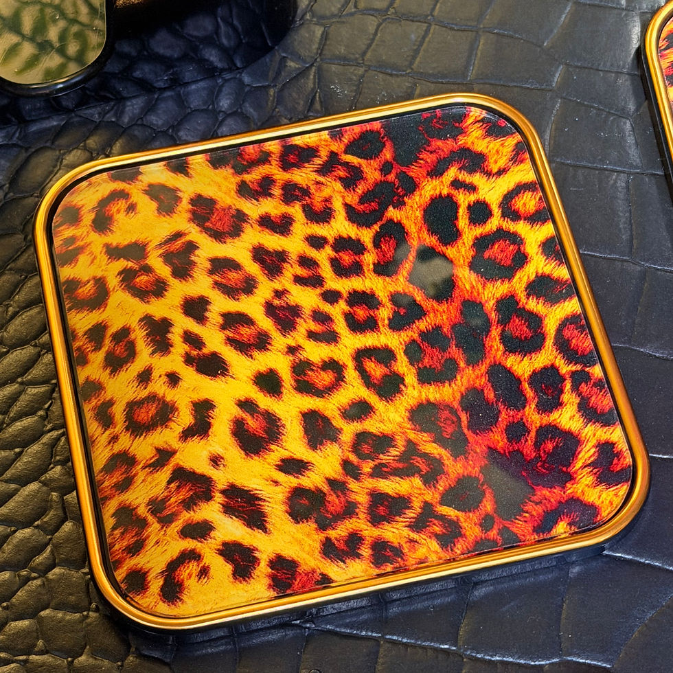 Thumbnail: Set of 4 Leopard Print Coasters with Holder 