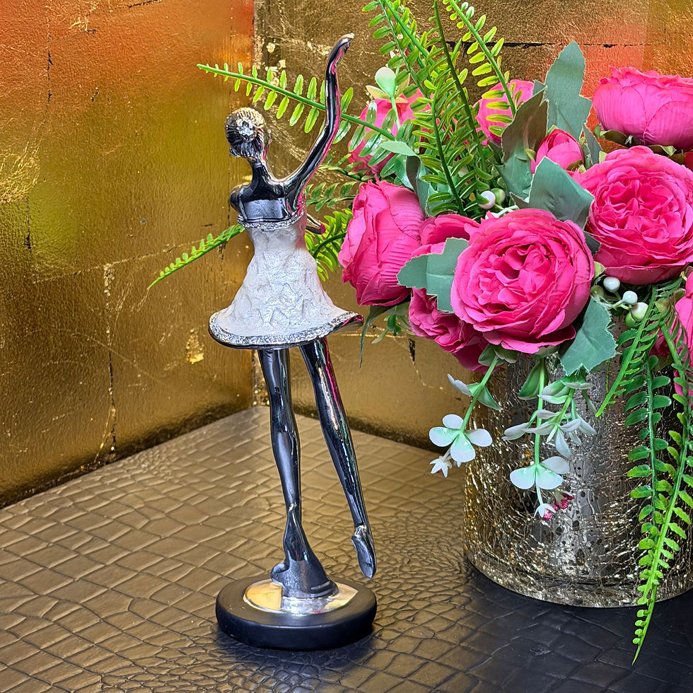 Thumbnail: Silver and White Decorative Ballerina Figurine 28cm