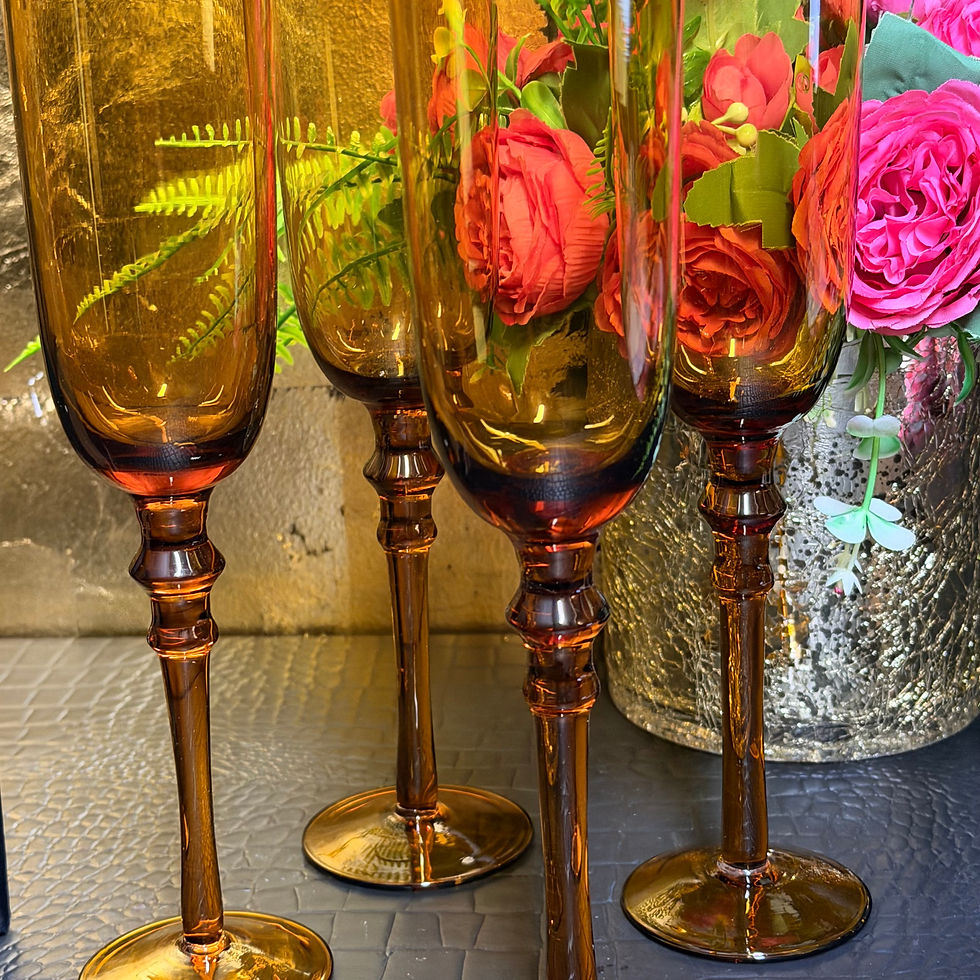 Thumbnail: Tessa Set Of Four Amber Champagne Glasses
