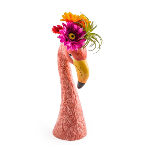 Thumbnail: Large Ceramic Coral Pink Flamingo Head Vase