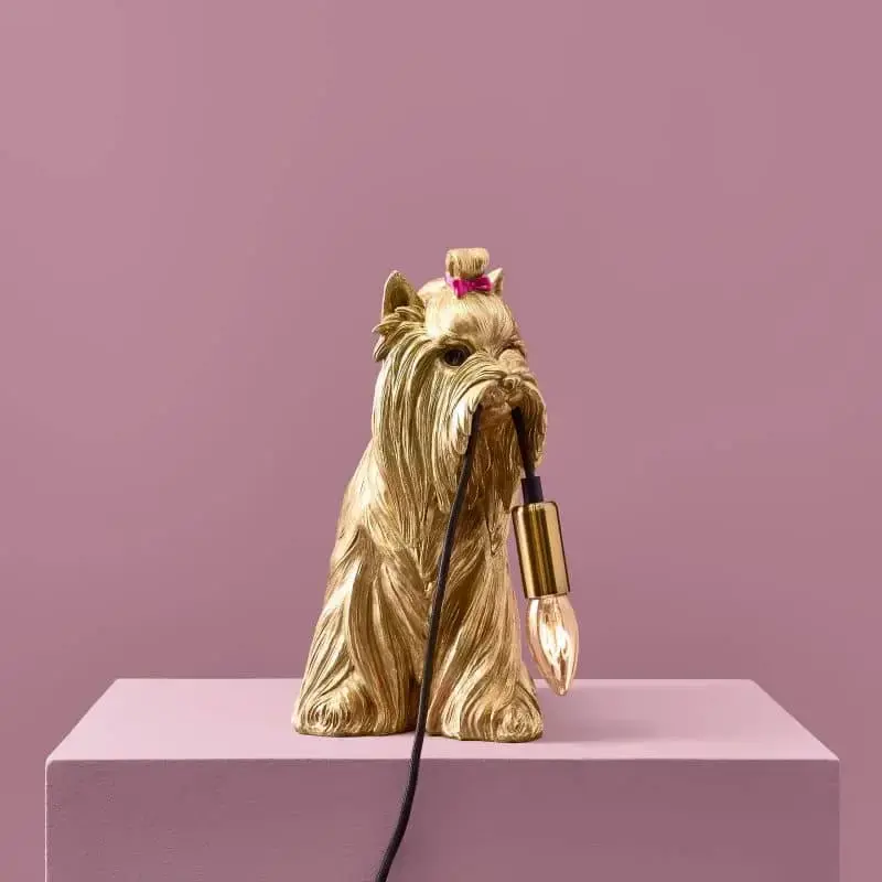 Thumbnail: Gold Yorkshire Terrier Table Lamp Daisy