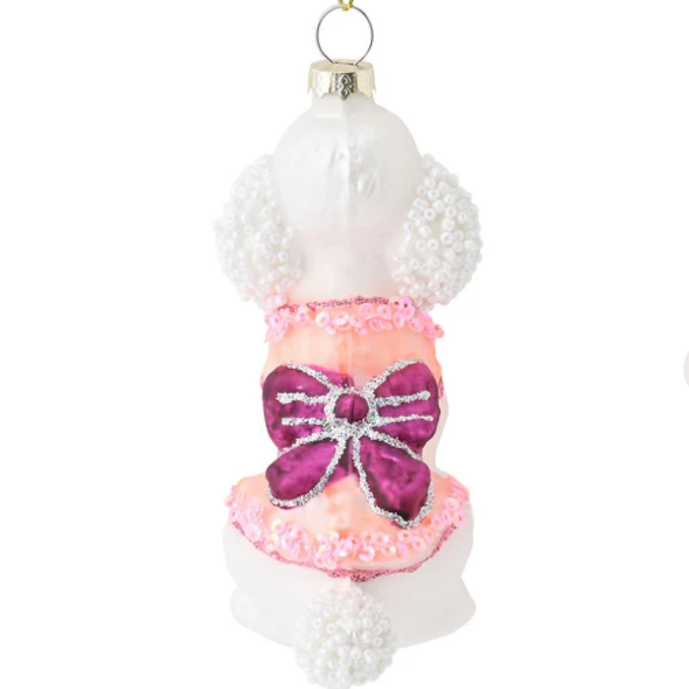 Thumbnail: Christmas Tree White and Pink Poodle Decoration 