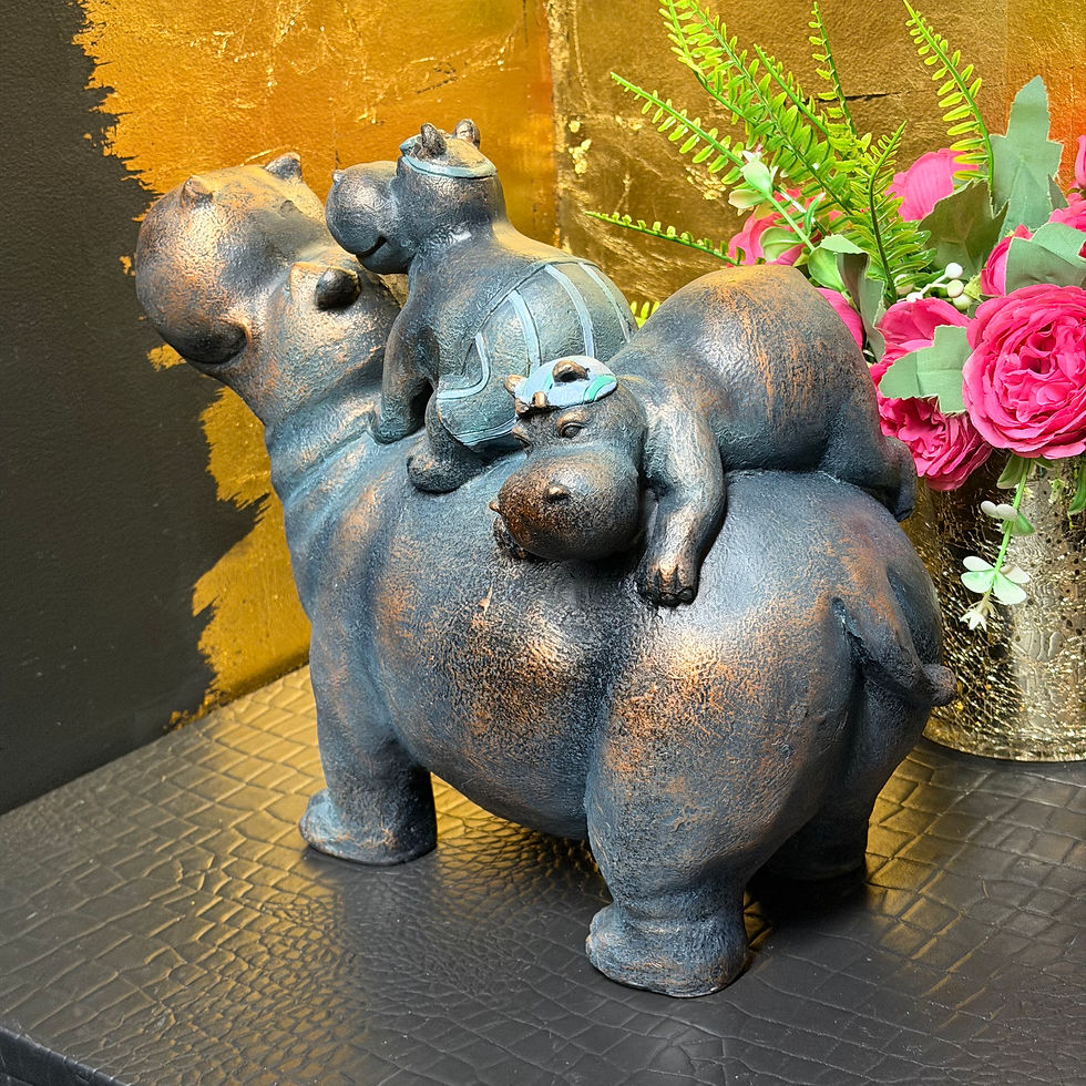 Thumbnail: Playful Hippo Family Bronze Effect Ornament 