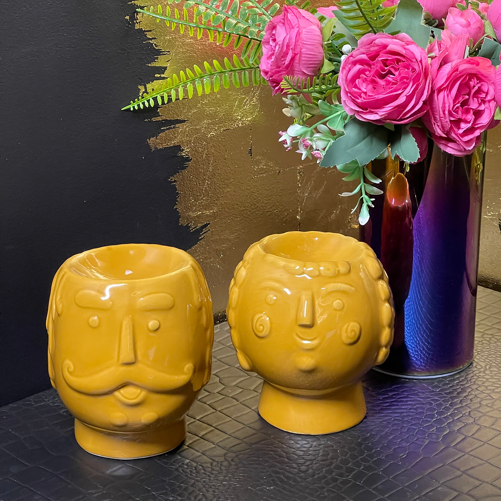 Mr & Mrs Mustard Ceramic Tealight Wax Burners 