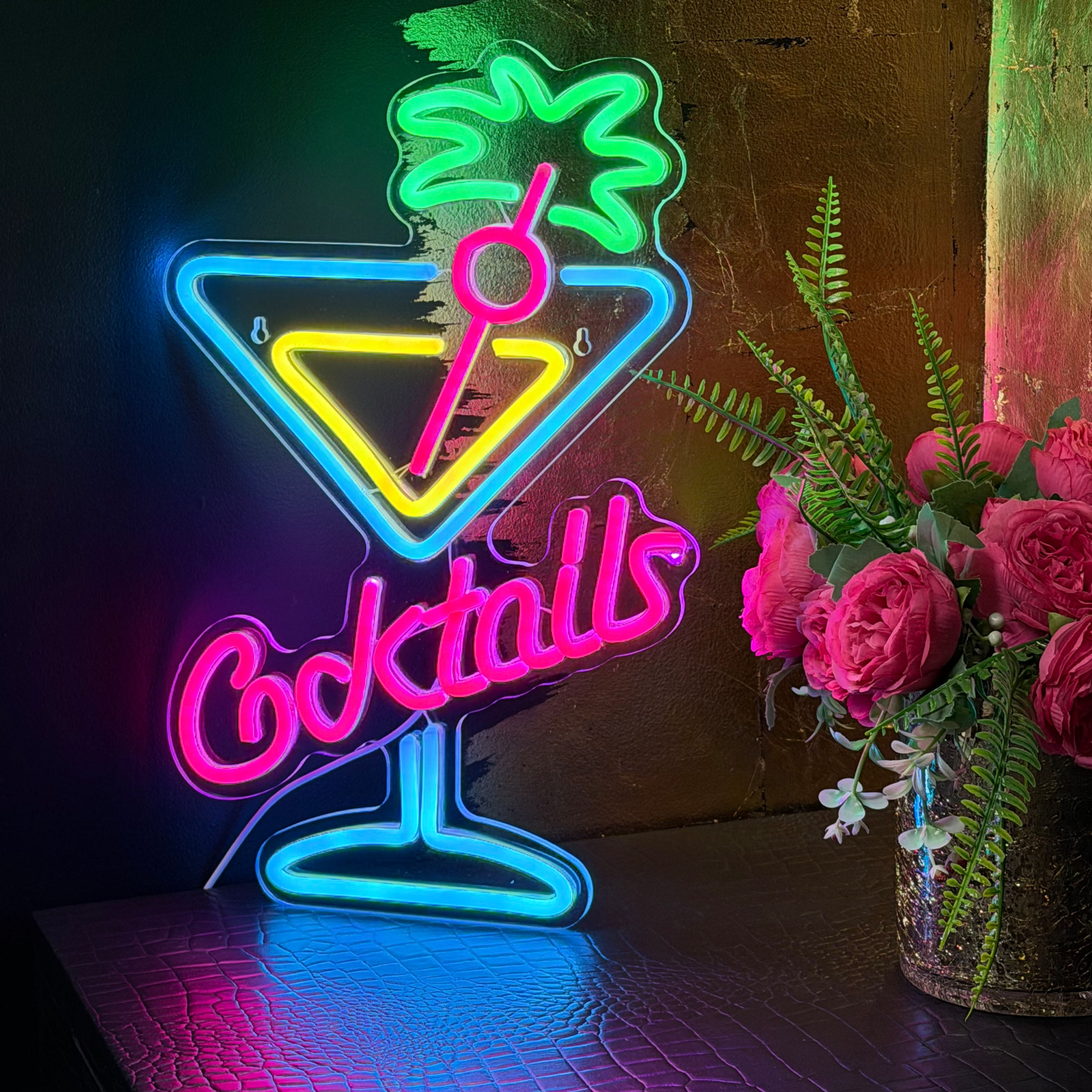 Cocktails Large Neon Light Sign 40cm