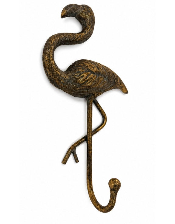 Thumbnail: Antique Gold Metal Flamingo Coat Hook 🦩 