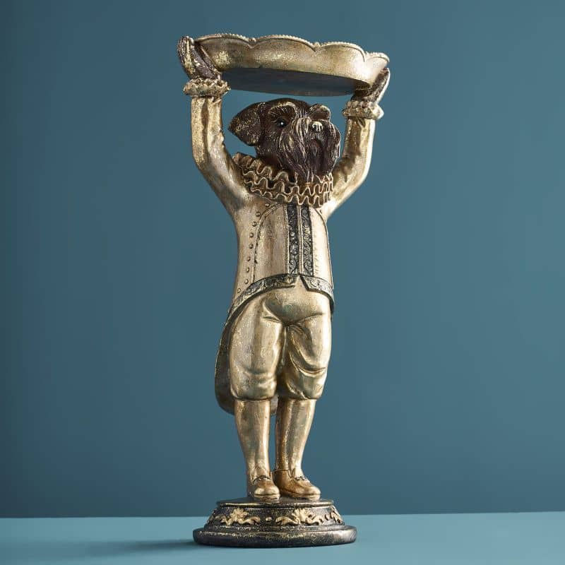 Thumbnail: Cardholder Trinket Schnauzer Dog Brown Gold 31cm